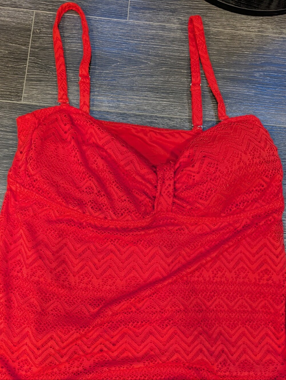 Red Lace Cup Tankini Top